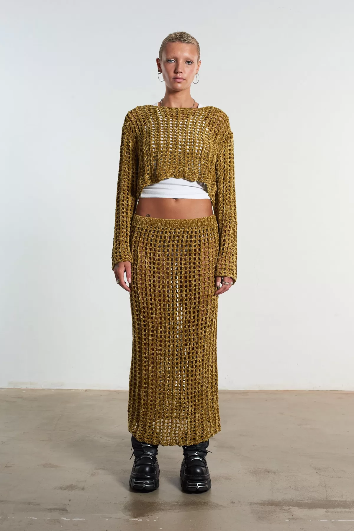 Hot The Ragged Priest Cage Open Knit Maxi Skirt