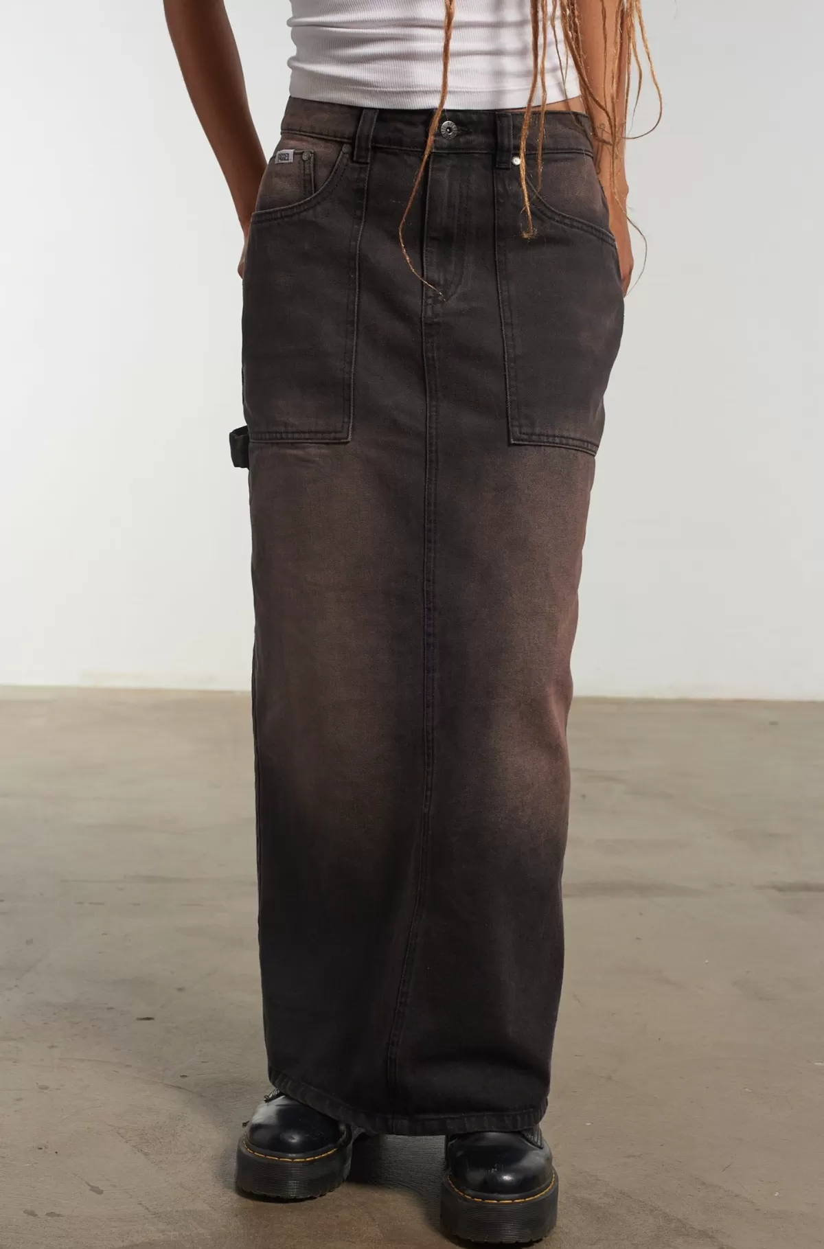 Best Sale The Ragged Priest Carpenter Maxi Skirt Brown Wash