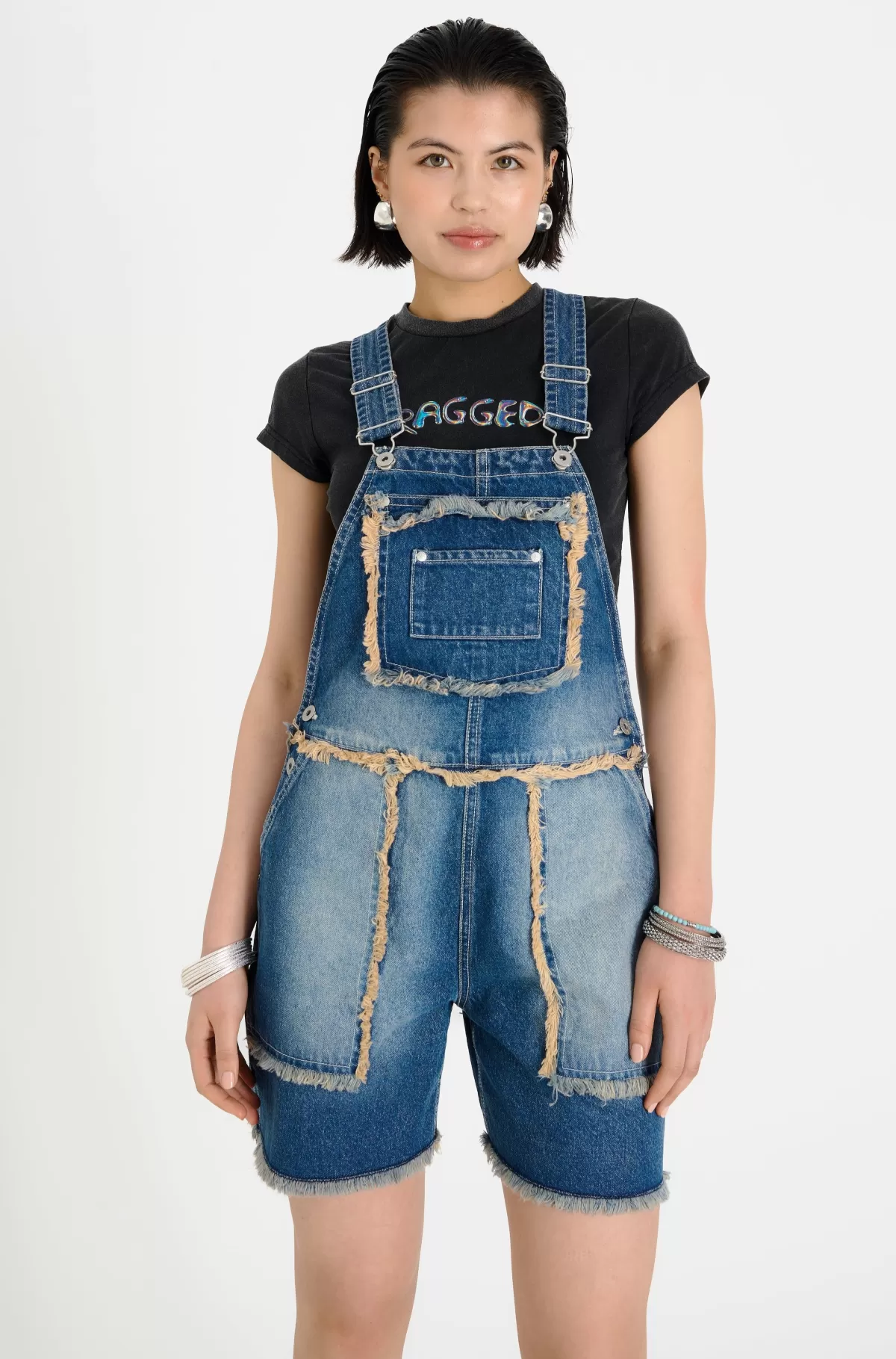 Fashion The Ragged Priest Chroma Dirty Wash Dungaree Short