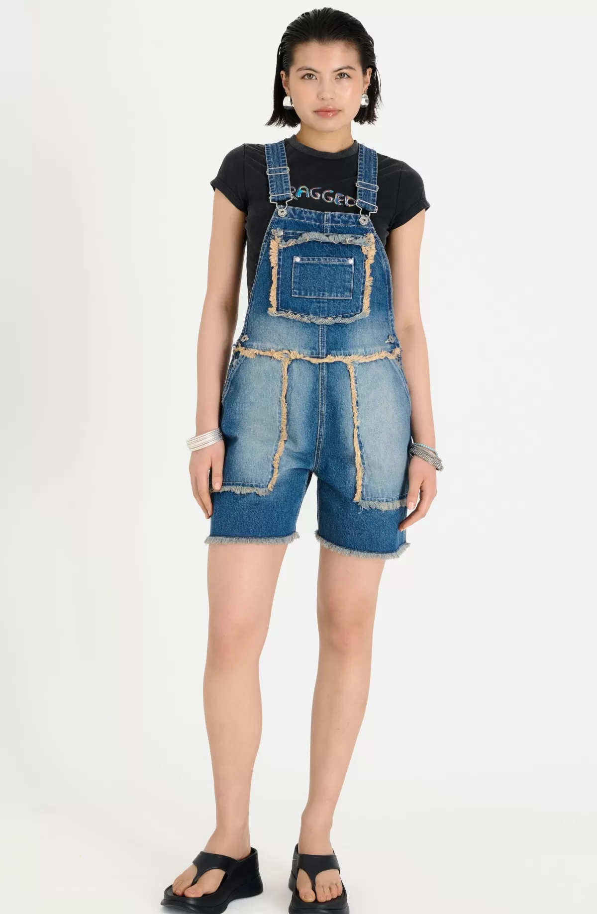 Fashion The Ragged Priest Chroma Dirty Wash Dungaree Short