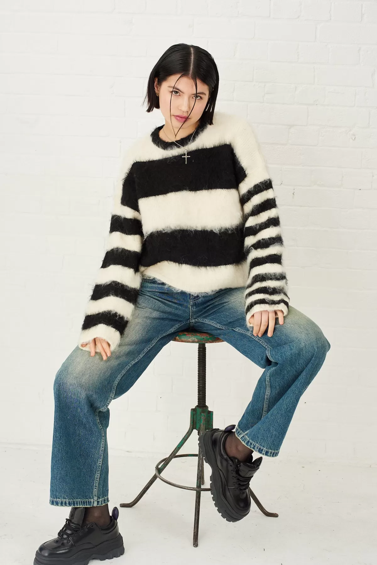 Outlet The Ragged Priest Humbug Fluffy Stripe Knit