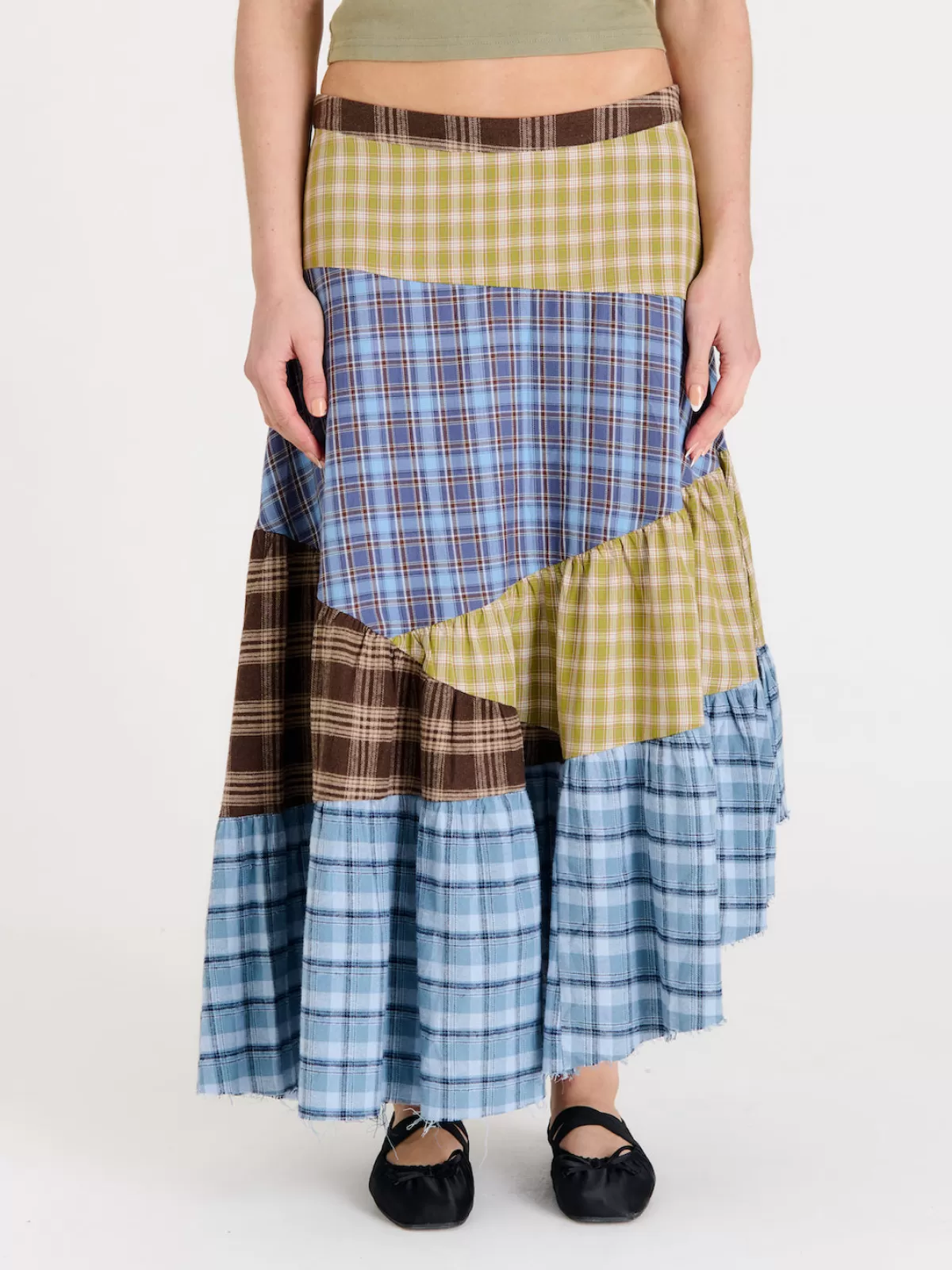 Outlet The Ragged Priest Pain Tartan Patchwork Maxi Skirt