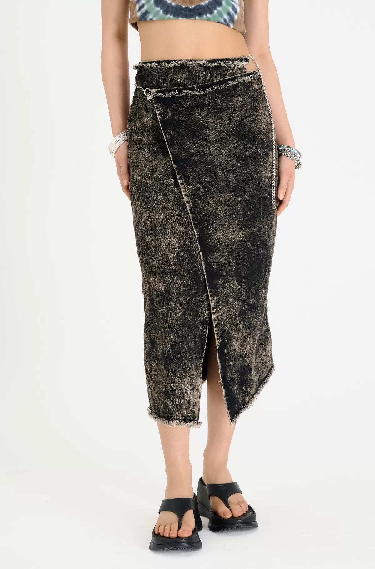 Clearance The Ragged Priest Rune Denim Maxi Skirt