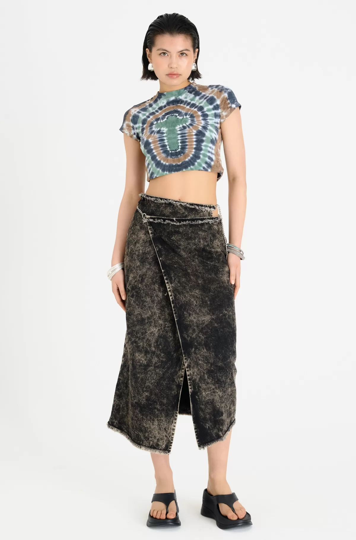 Clearance The Ragged Priest Rune Denim Maxi Skirt