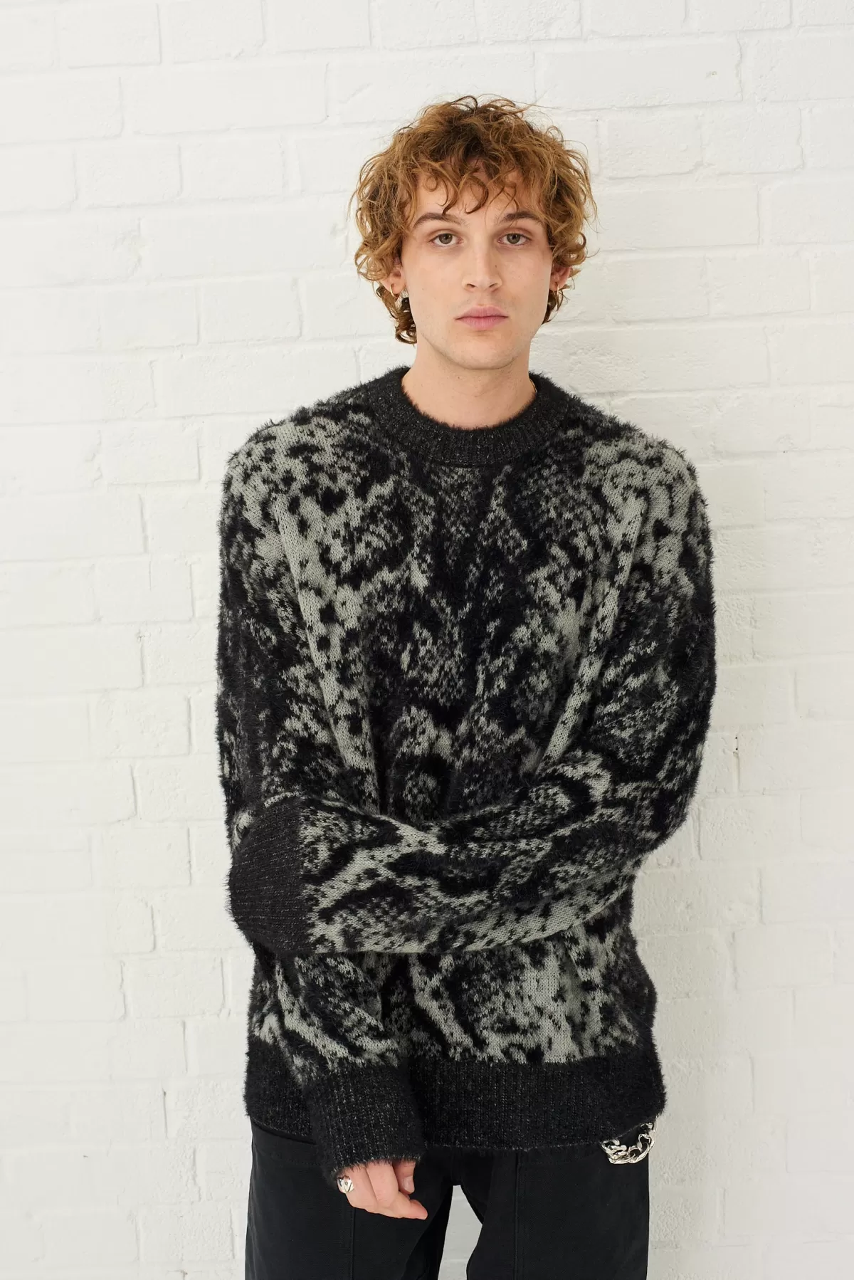 Shop The Ragged Priest Vile Snake Print Knit Jumper