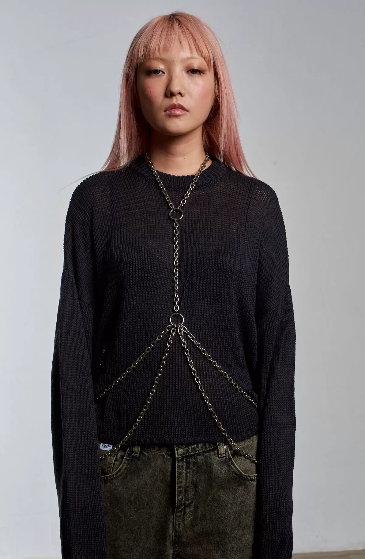 Outlet The Ragged Priest Washout Chain Harness Knit